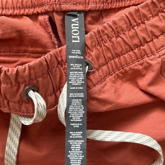 Vuori Orange Vintage Ripstop Shorts Drawstring Waist Organic Cotton Blend Size M - Picture 4 of 6